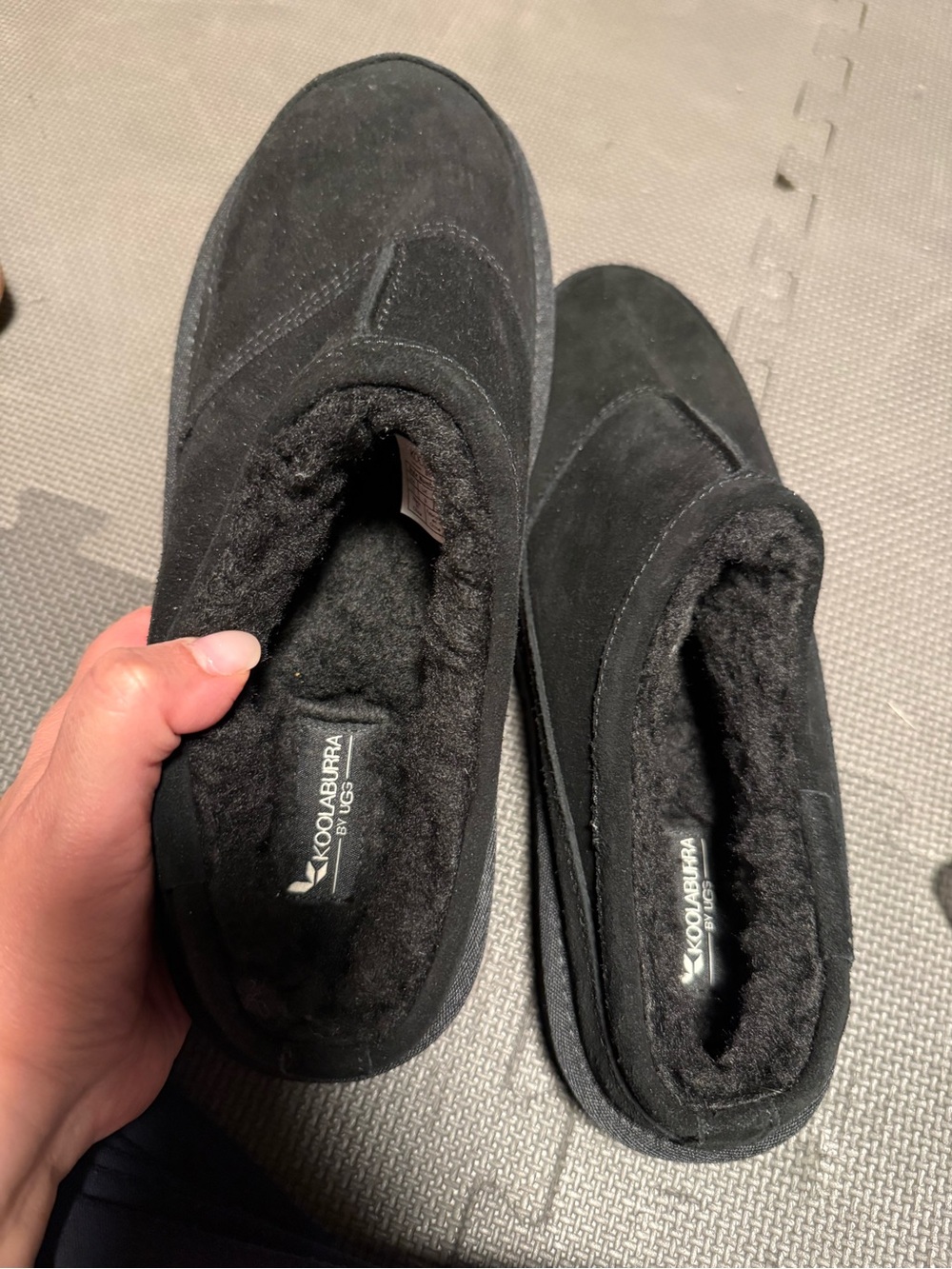 UGG Koolaburra Black Plush Lined Slip-On Slippers
